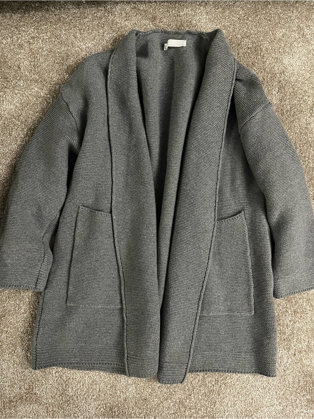 Oak and Fort Open-Front Knit Cardigan